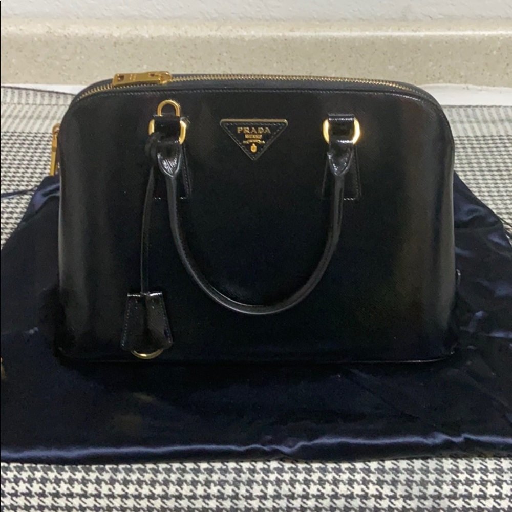 Prada glossy handbag with strap